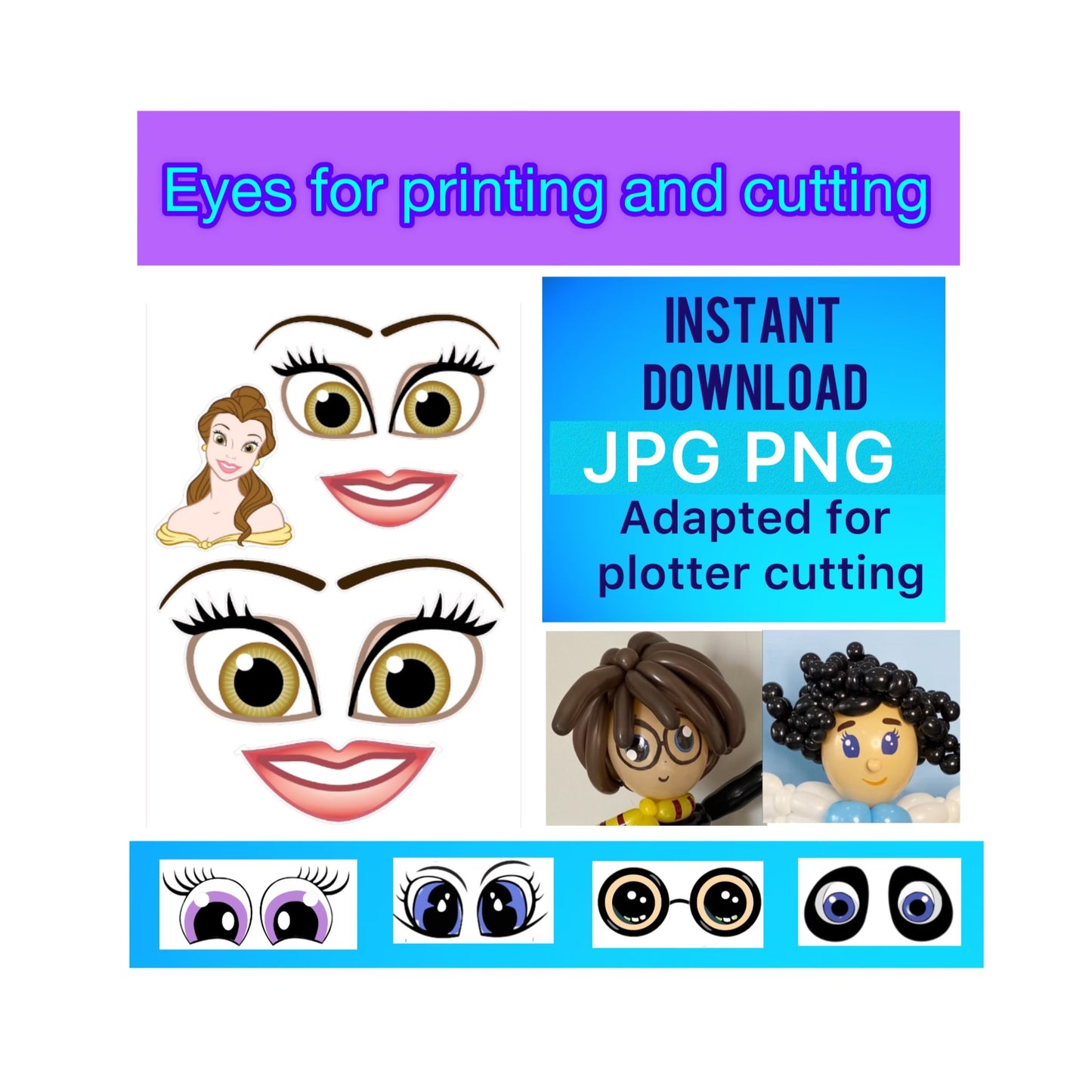 Eyes for printing and cutting 107 Belle (digital stickers)