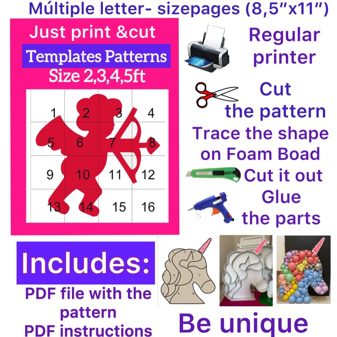 Template of Cupid (All sizes are included: 2, 3, 4, 5ft.)