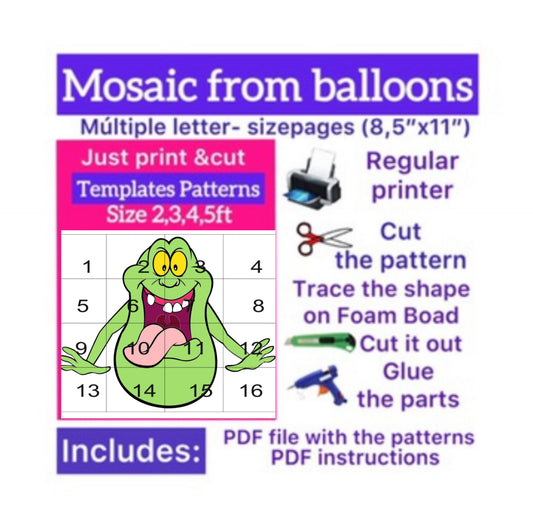 Template of  Slimer ghost (All sizes are included: 2, 3, 4, 5ft.)