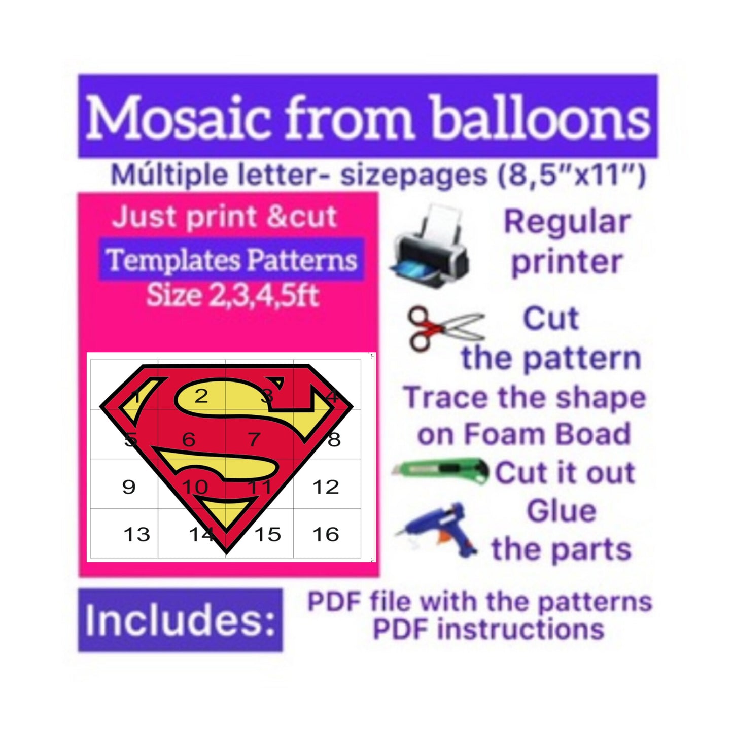 Template of   Superman sign (All sizes are included: 2, 3, 4, 5ft.)