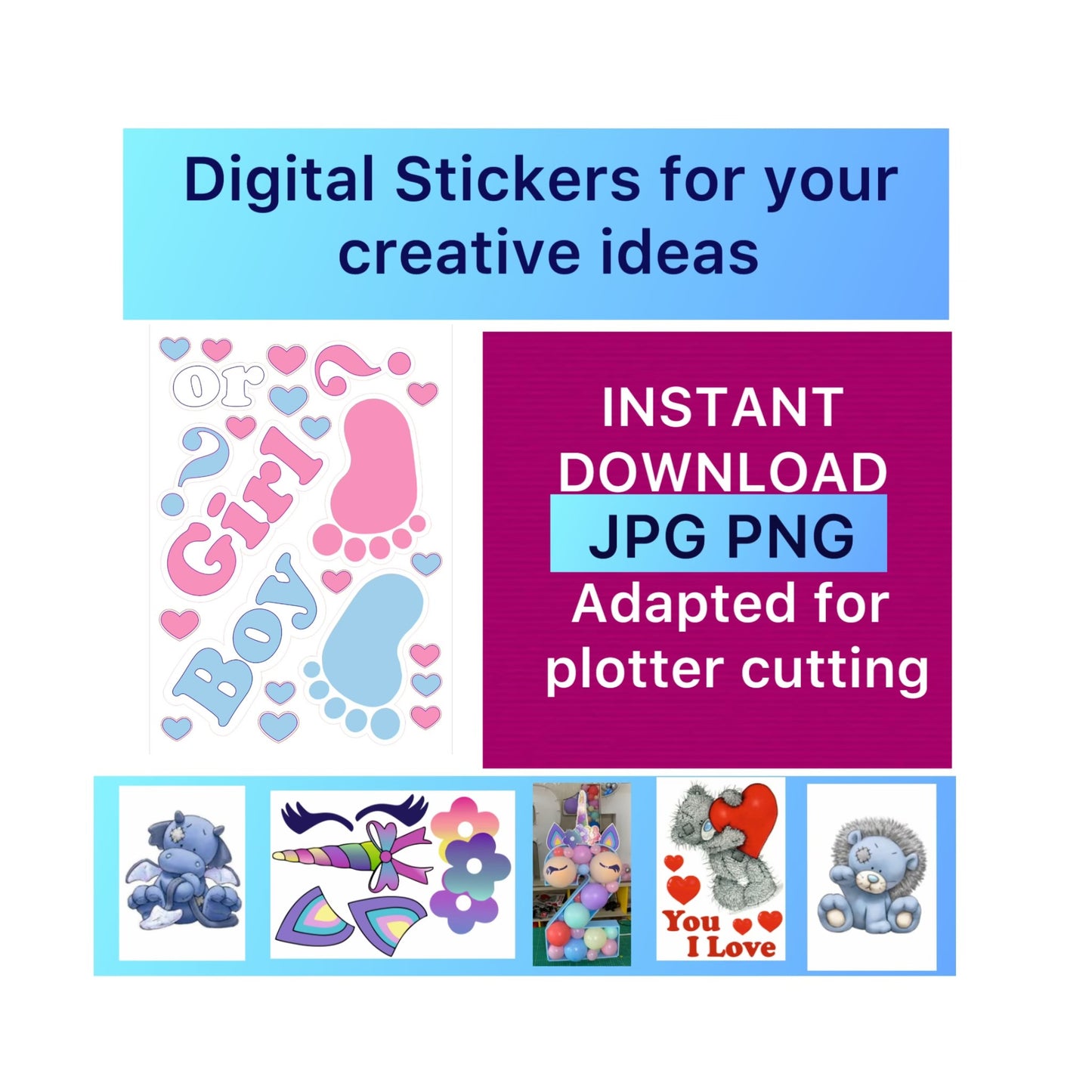 Digital stickers of  Gender reveal 2