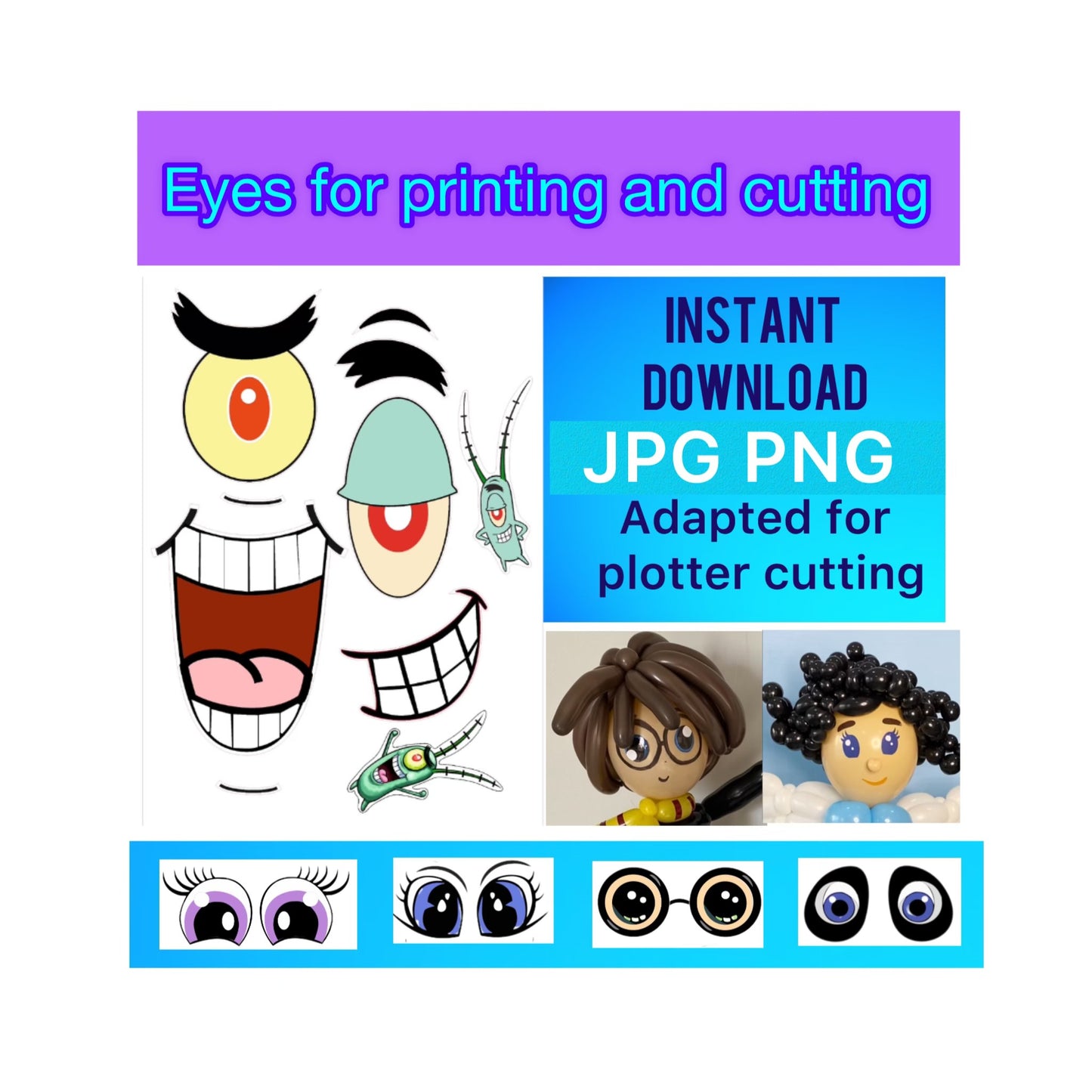 Eyes for printing and cutting 105 (digital stickers)