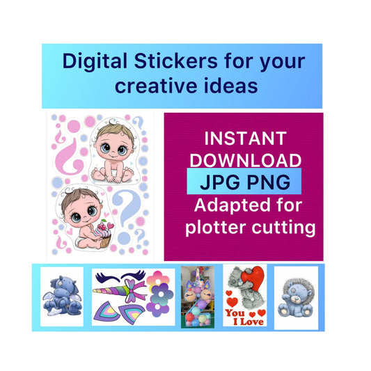 Digital stickers of  Gender reveal 1