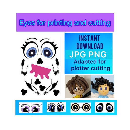 Eyes for printing and cutting "Cow" (digital stickers)