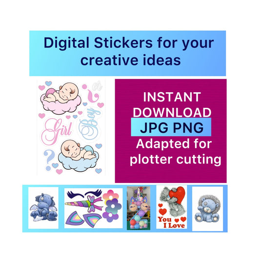 Digital stickers of  Gender reveal 5