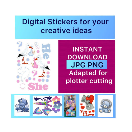 Digital stickers of  Gender reveal 4