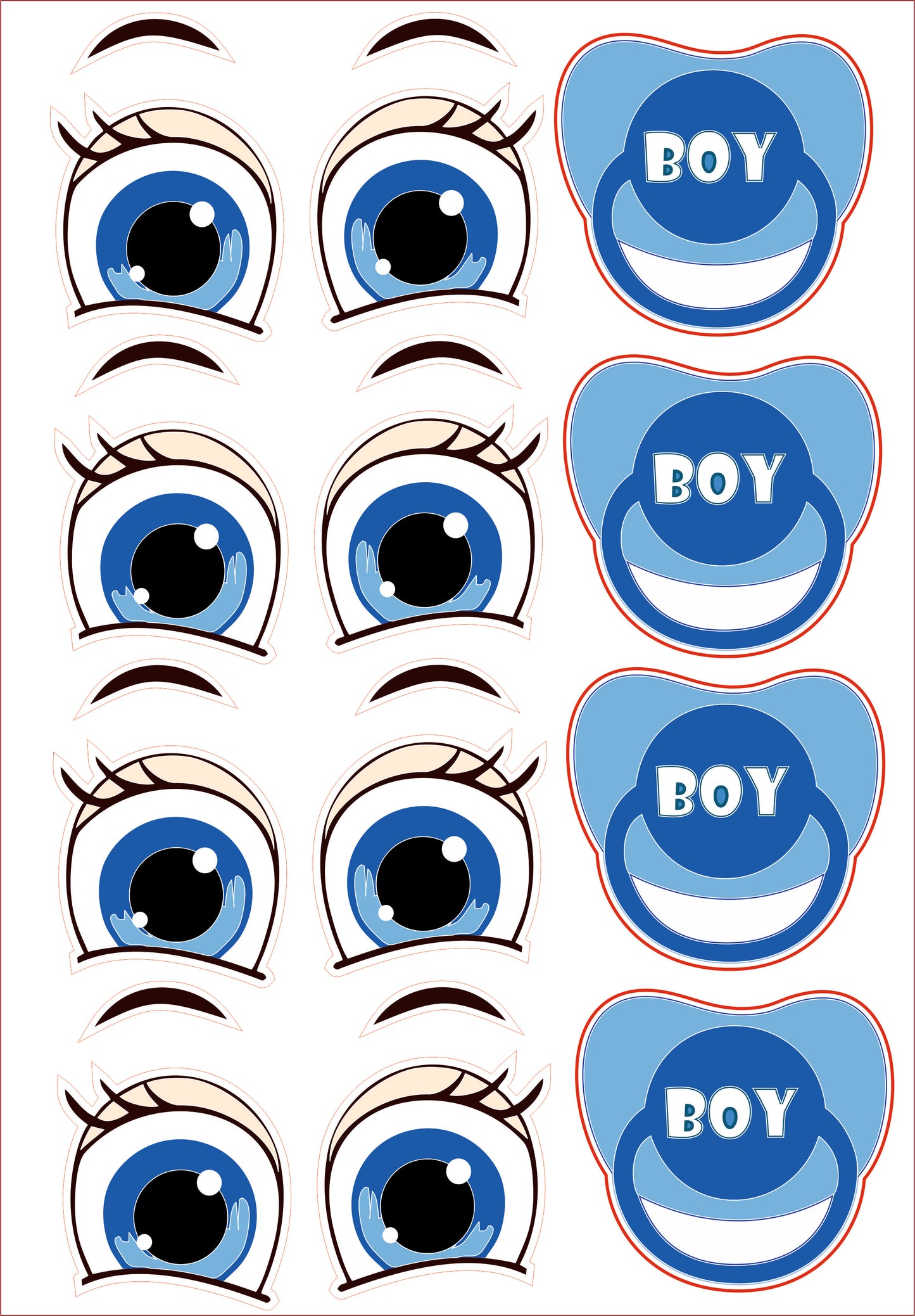 Eyes for printing and cutting "Baby boy" (digital stickers)