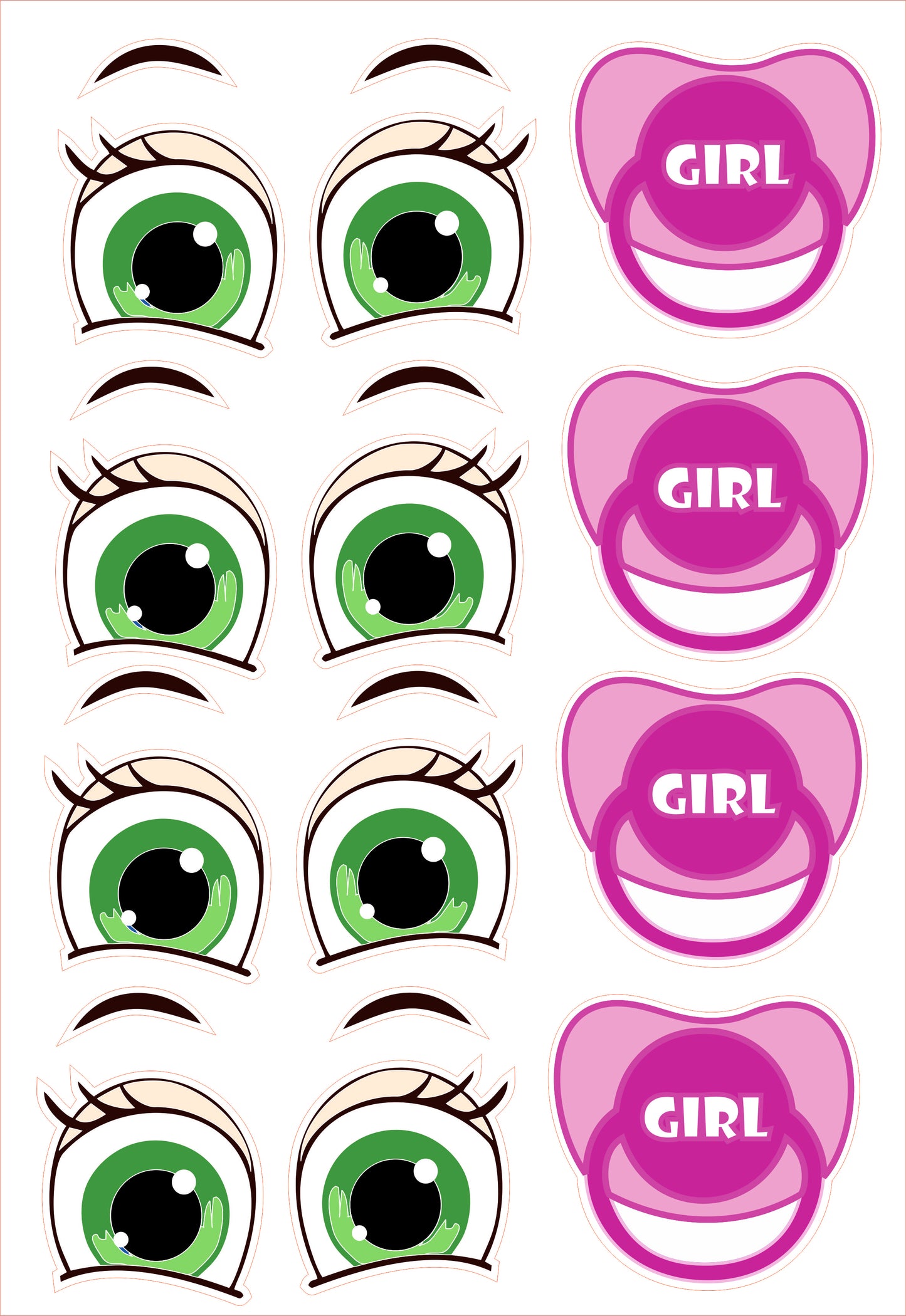 Eyes for printing and cutting "Baby girl" (digital stickers)