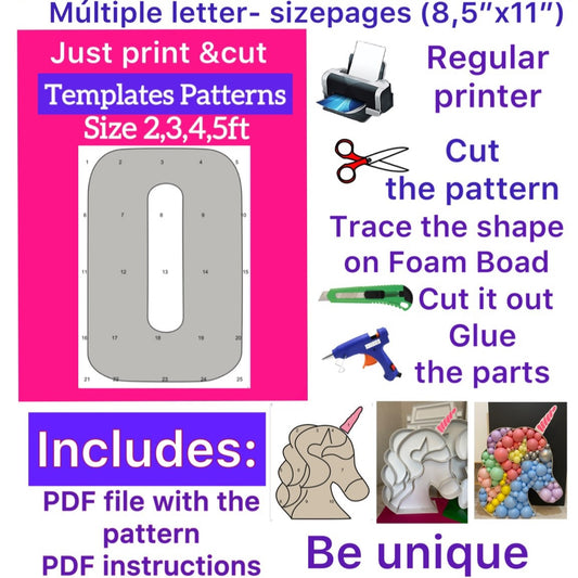 Template of letter O (All sizes are included: 2, 3, 4, 5ft.)