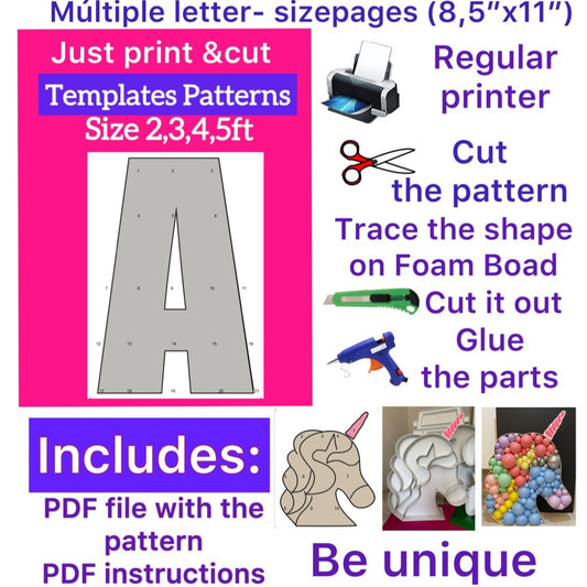 Template of letter A (All sizes are included: 2, 3, 4, 5ft.)