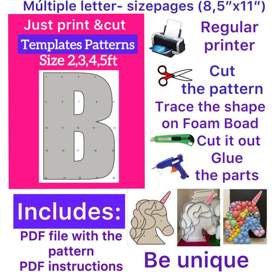 Template of letter B (All sizes are included: 2, 3, 4, 5ft.)