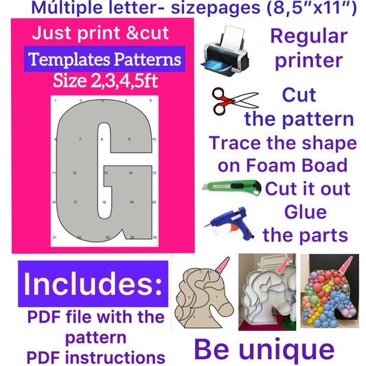 Template of letter G (All sizes are included: 2, 3, 4, 5ft.)