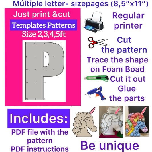 Template of letter P (All sizes are included: 2, 3, 4, 5ft.)