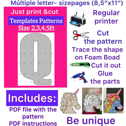 Template of letter Q (All sizes are included: 2, 3, 4, 5ft.)