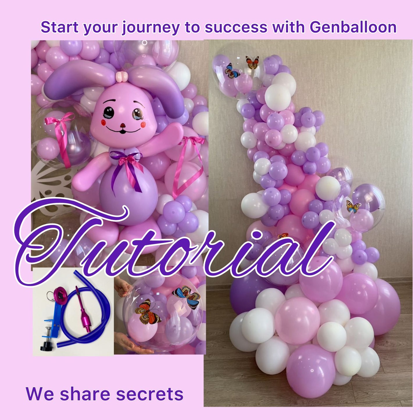 Tutorial: Organic garland,  balloon rabbit, balloon staffing machine