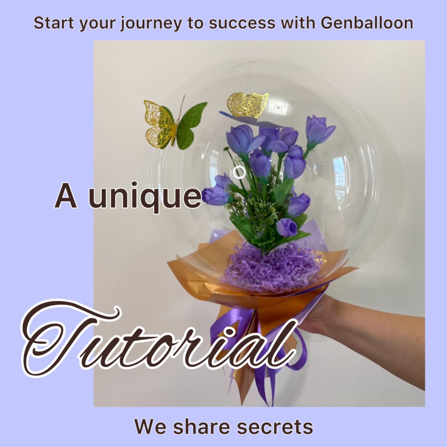 Tutorial: A bouquet of flowers and a fluttering butterfly inside a Bobo balloon.