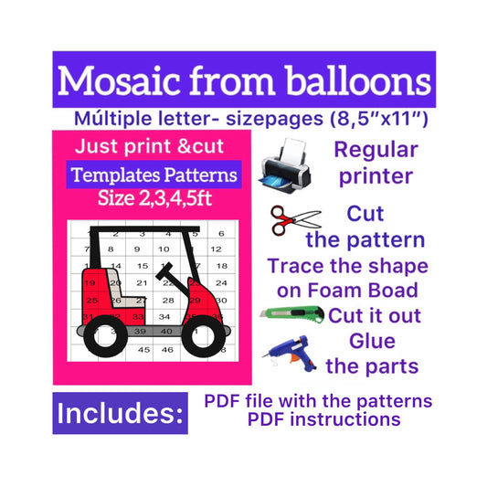 Template of  Golf car (All sizes are included: 2, 3, 4, 5ft.)