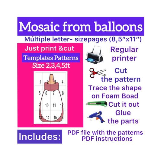 Template of  Baby bottle (All sizes are included: 2, 3, 4, 5ft.)