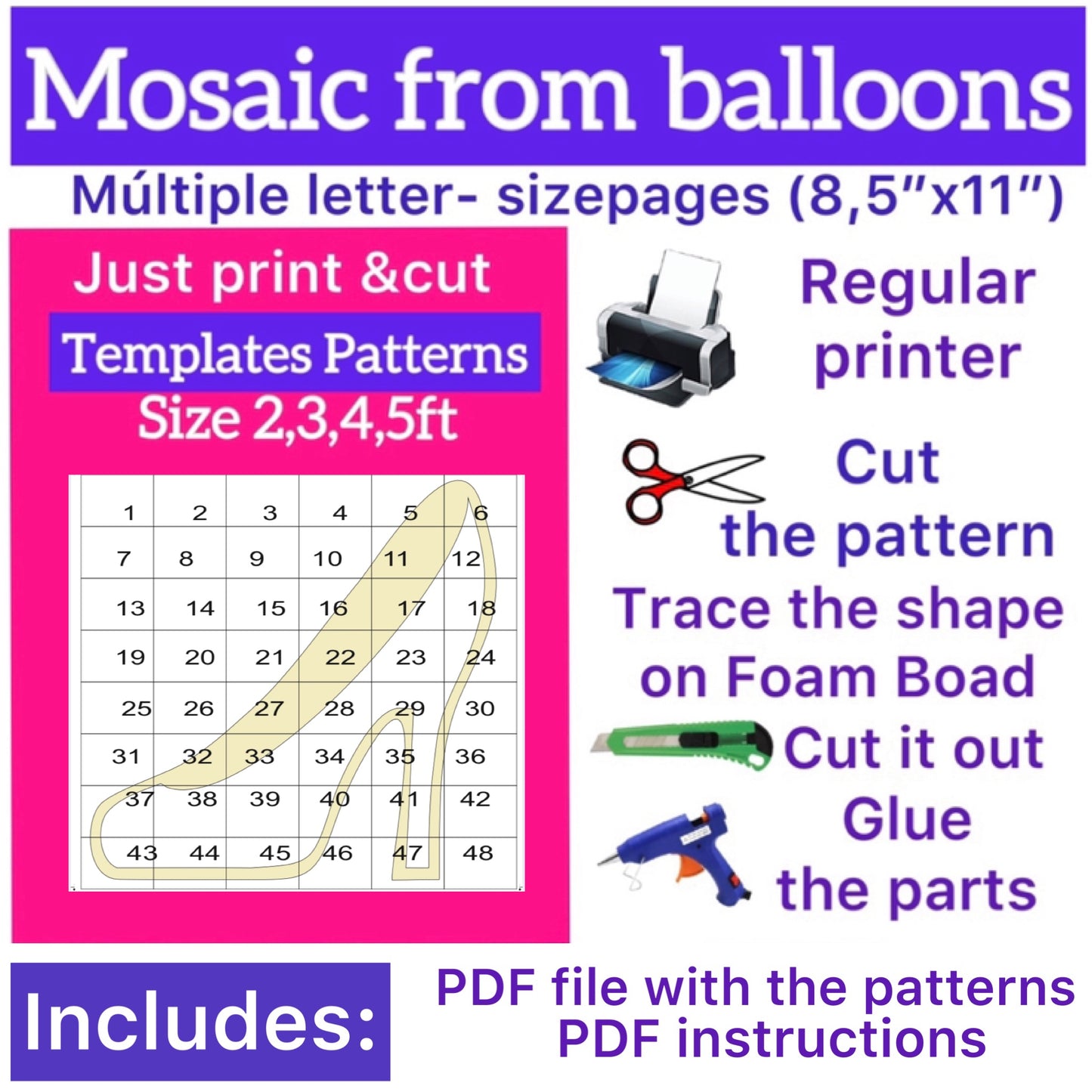 Template of Shoes (All sizes are included: 2, 3, 4, 5ft.)