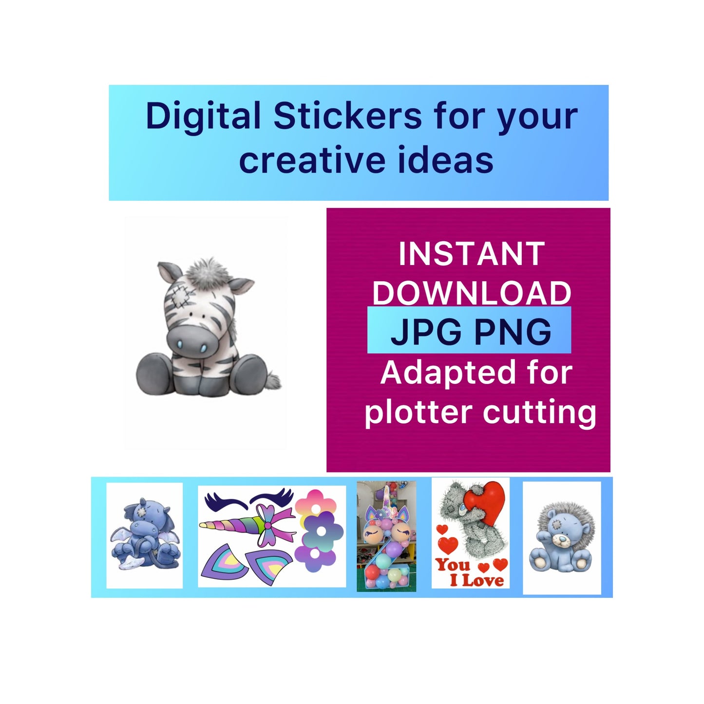 Digital stickers of Zebra