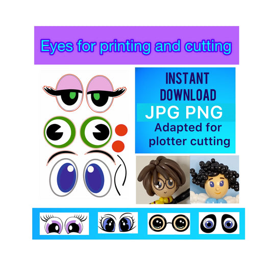 Eyes for printing and cutting "Frog Cow Giraffe" (digital stickers)