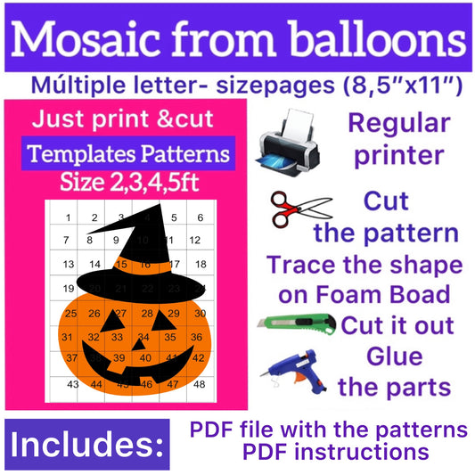 Template of Halloween Pumpkin (All sizes are included: 2, 3, 4, 5ft.)