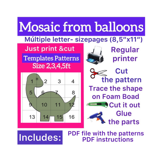 Template of  Dinosaur (All sizes are included: 2, 3, 4, 5ft.)