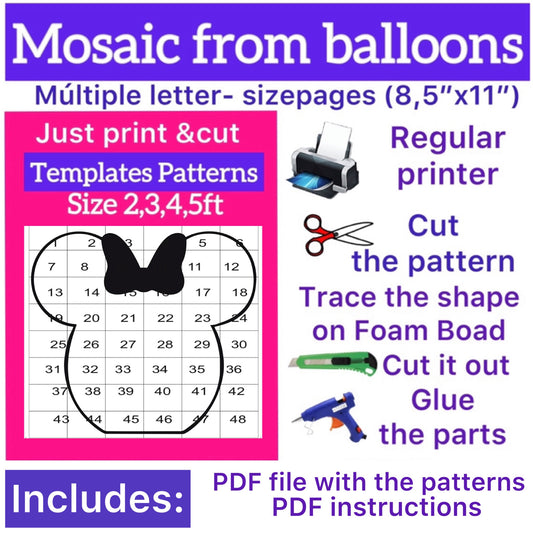 Template of Minnie Mouse (All sizes are included: 2, 3, 4, 5ft.)