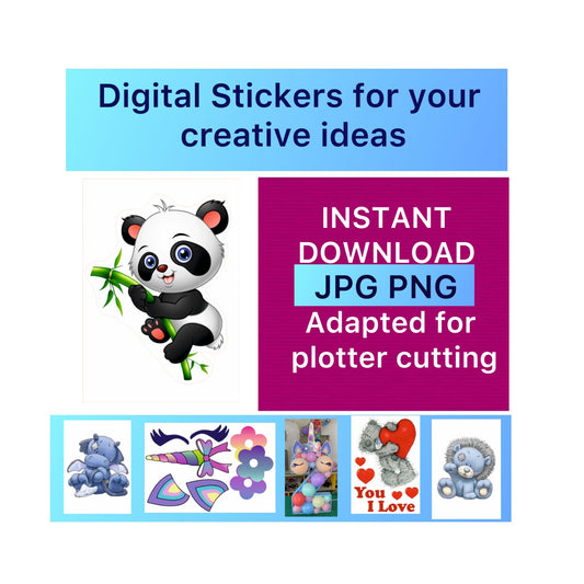 Digital stickers of  Panda