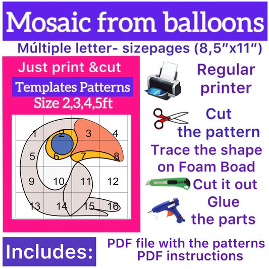 Template of Toucan (All sizes are included: 2, 3, 4, 5ft.)