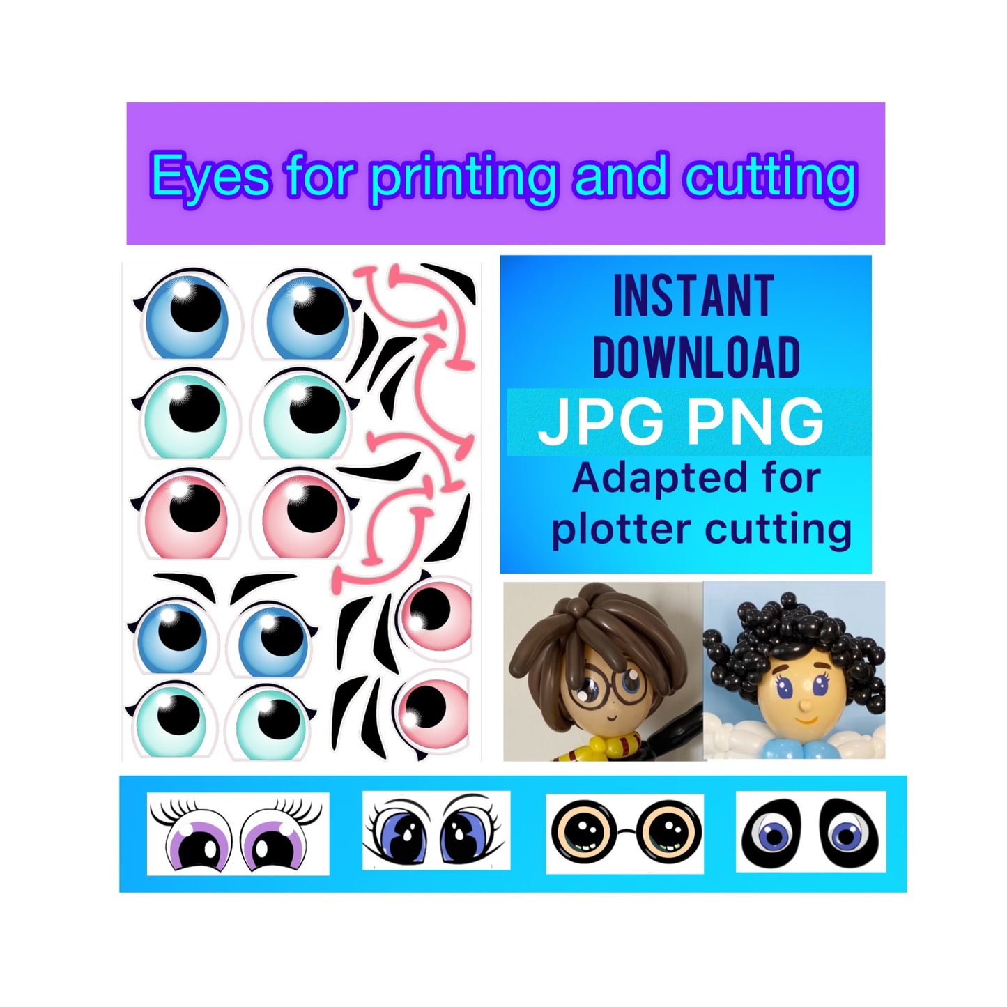 Eyes for printing and cutting  38 (digital stickers)