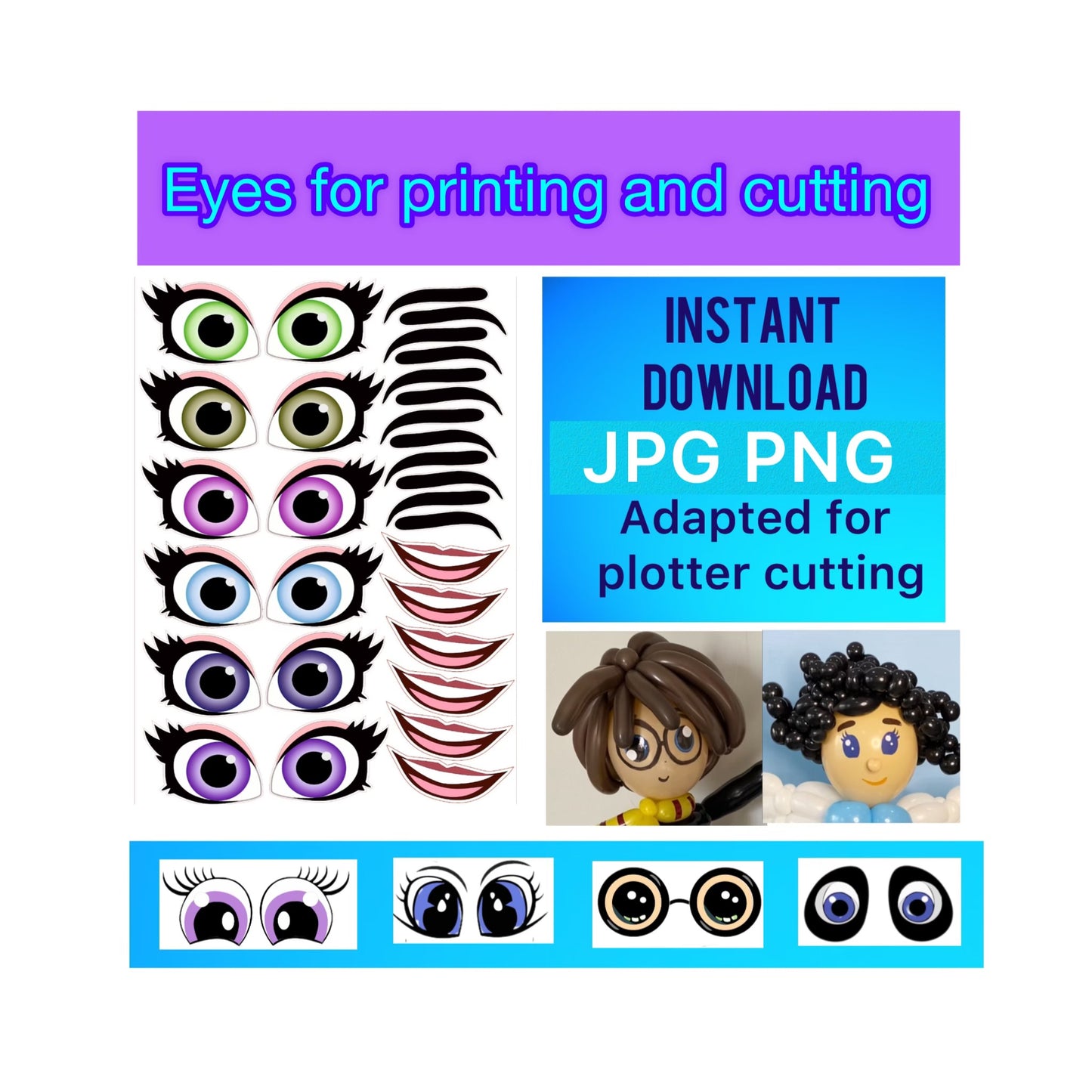 Eyes for printing and cutting 022 (digital stickers)