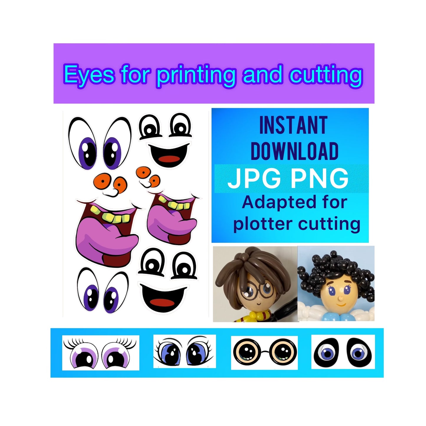 Eyes for printing and cutting "Ghosts eyes" (digital stickers)