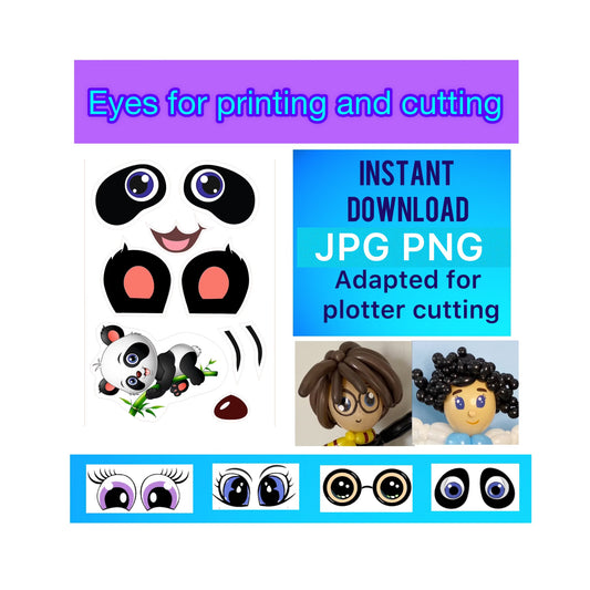 Digital stickers of panda with false ears