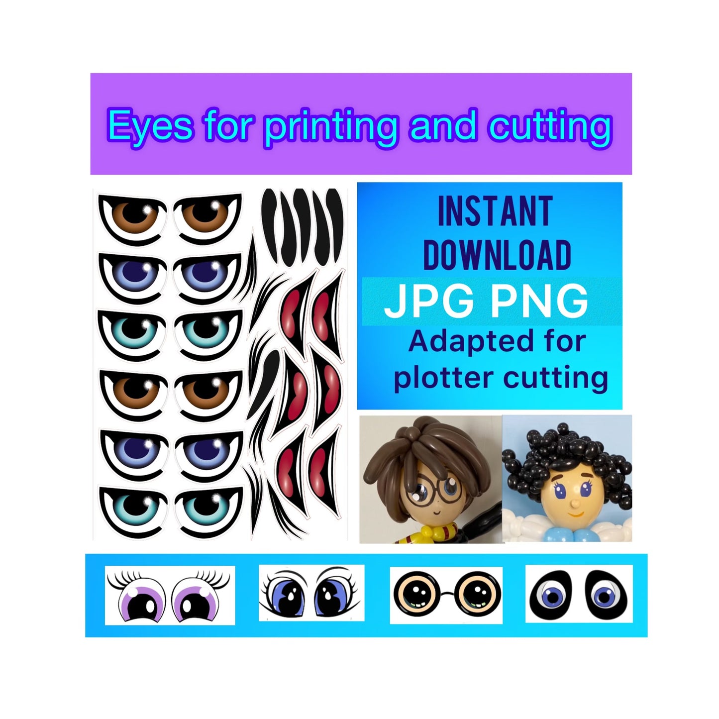 Eyes for printing and cutting  33 (digital stickers)