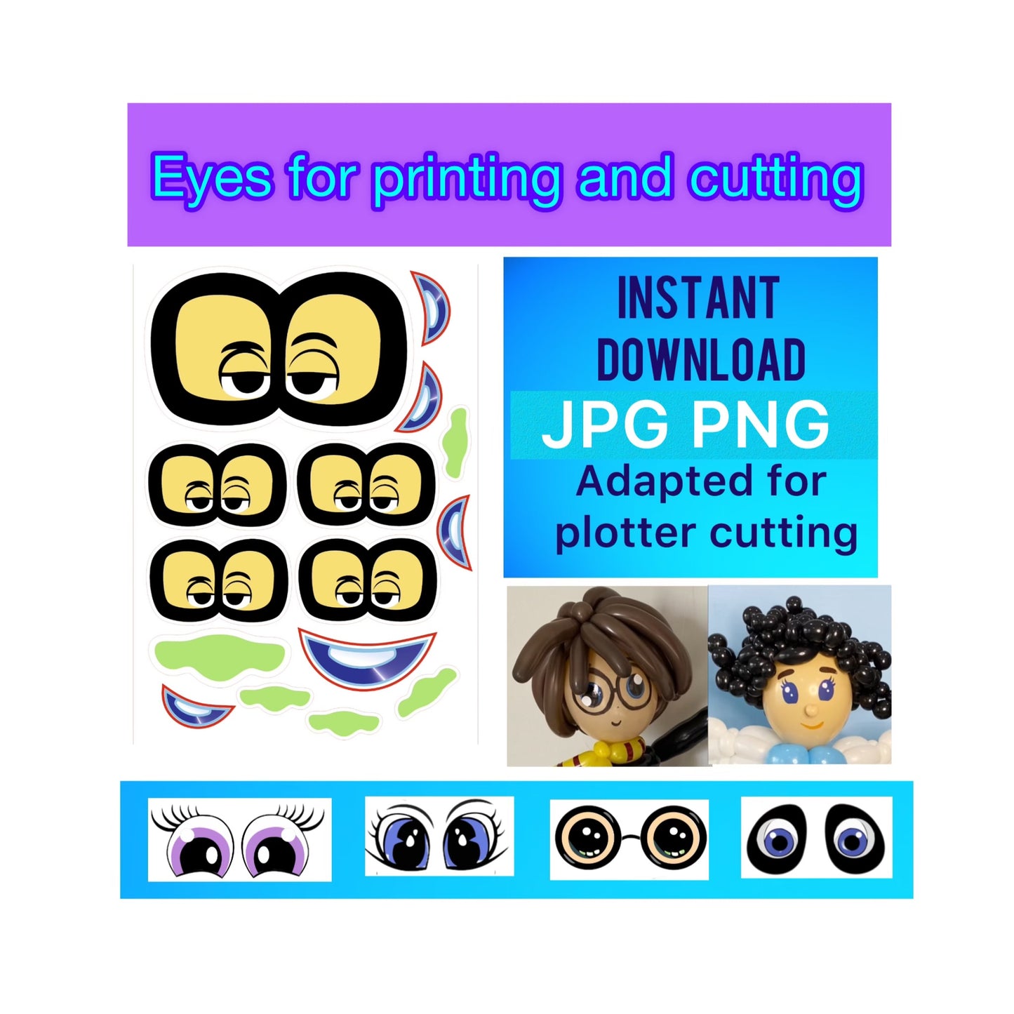 Eyes for printing and cutting "Troll boy" (digital stickers)