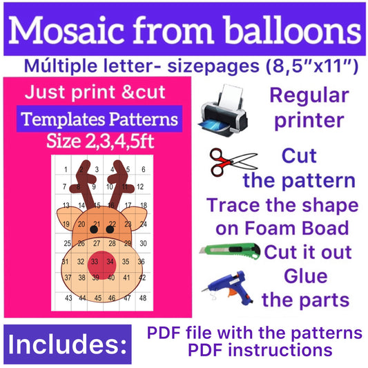 Template of Deer face (All sizes are included: 2, 3, 4, 5ft.)