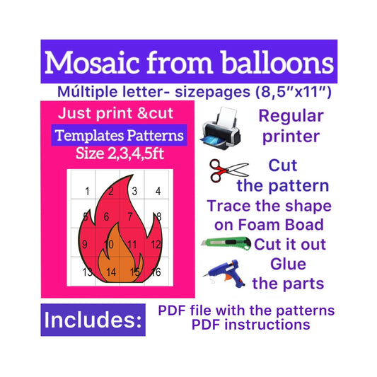 Template of  Flame (All sizes are included: 2, 3, 4, 5ft.)