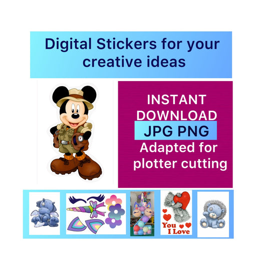 Digital stickers of  Mickey safari 1