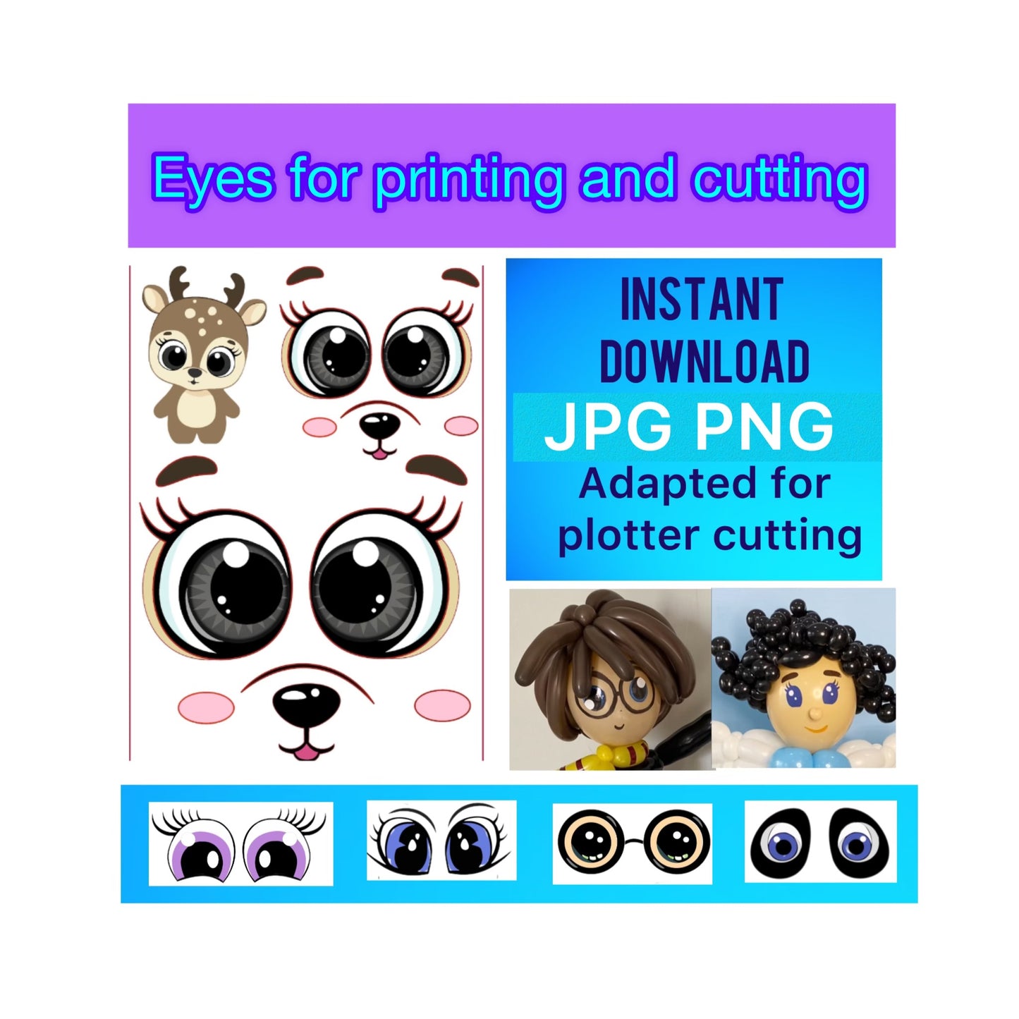 Eyes for printing and cutting  118 Deer (digital stickers)