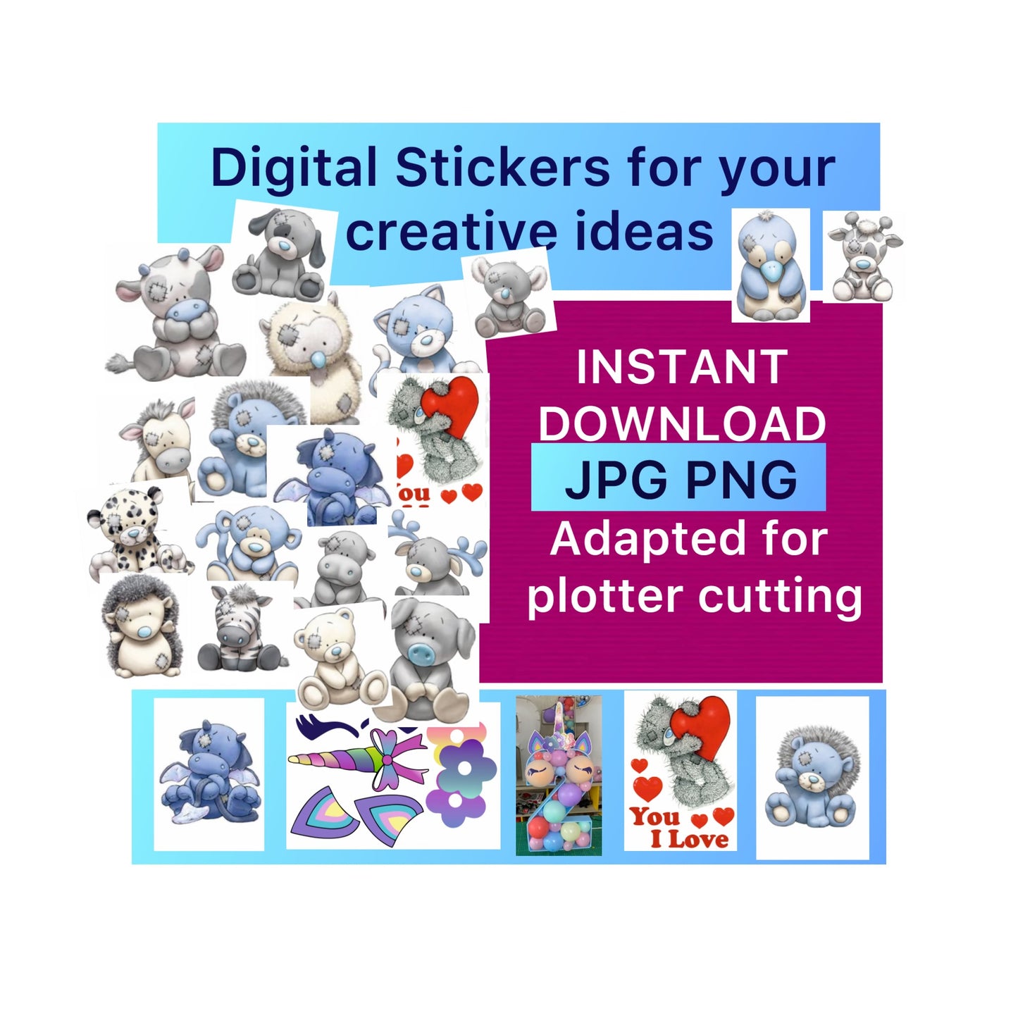 Digital stickers of Friends. Set of 19 stickers