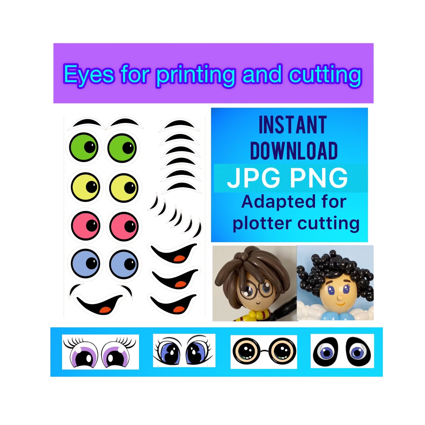 Eyes for printing and cutting 17 (digital stickers)