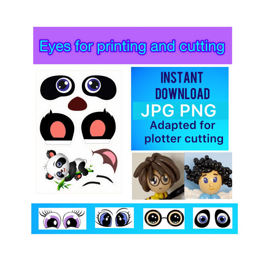 Eyes for printing and cutting "Panda" (digital stickers)+ false ears + sticker