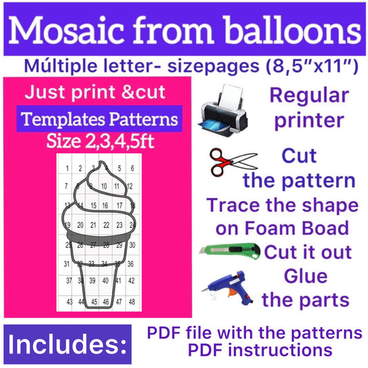 Template of Ice Cream (All sizes are included: 2, 3, 4, 5ft.)