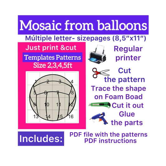 Template of Hockey Volleyball ball (All sizes are included: 2, 3, 4, 5ft.)