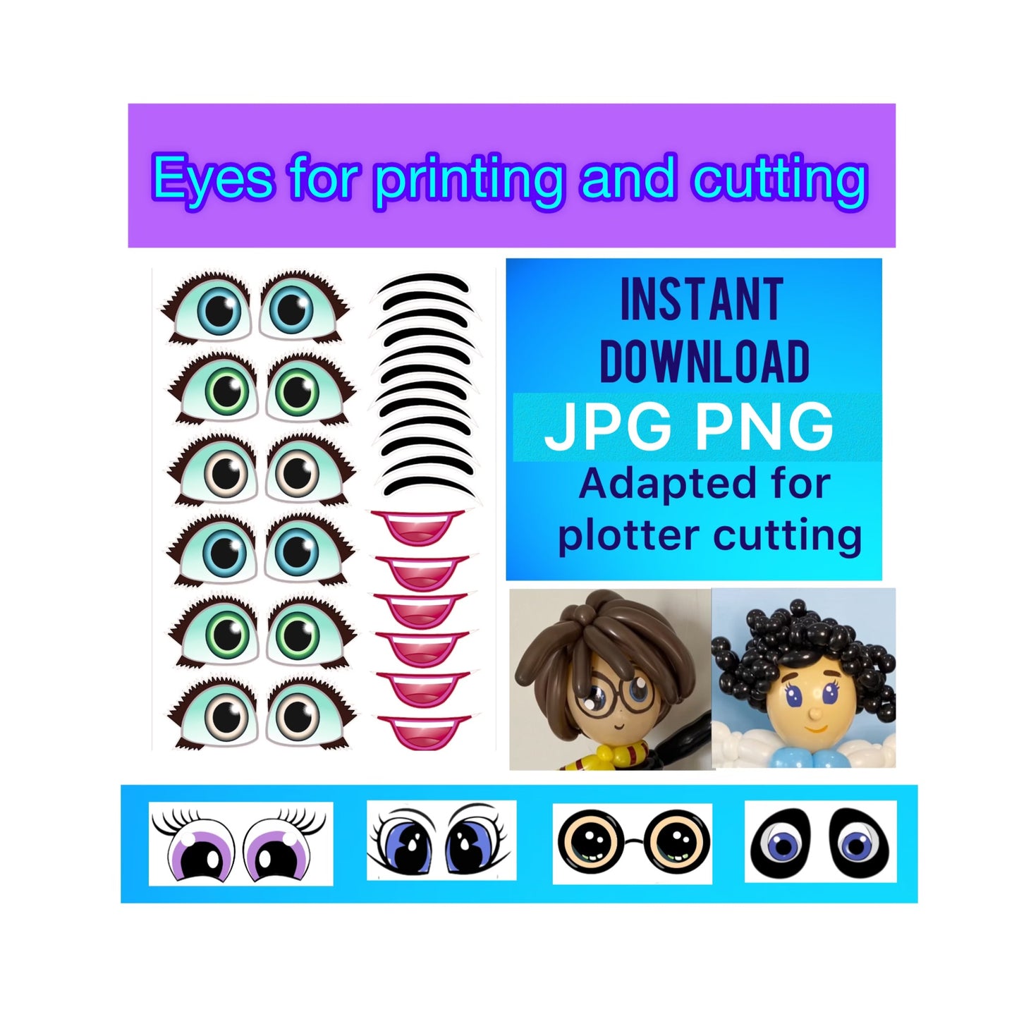 Eyes for printing and cutting  42 (digital stickers)