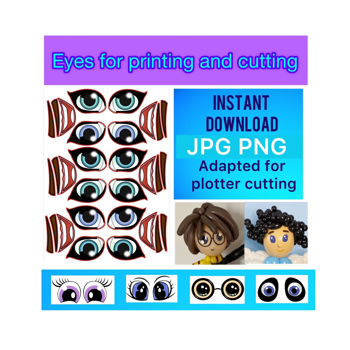 Eyes for printing and cutting  54 (digital stickers)