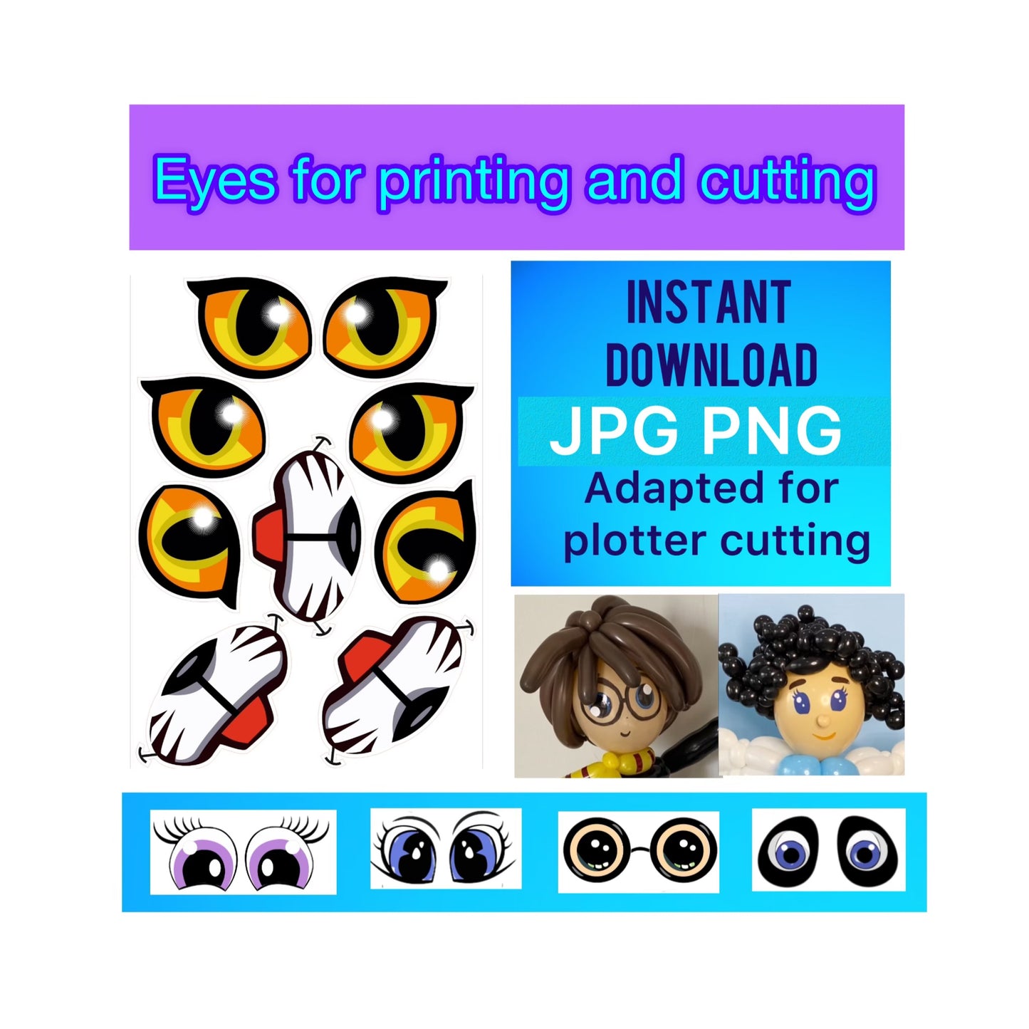 Eyes for printing and cutting  Tiger