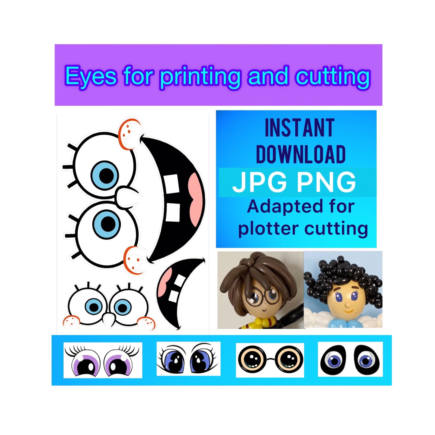 Eyes for printing and cutting "Spongebob" (digital stickers)