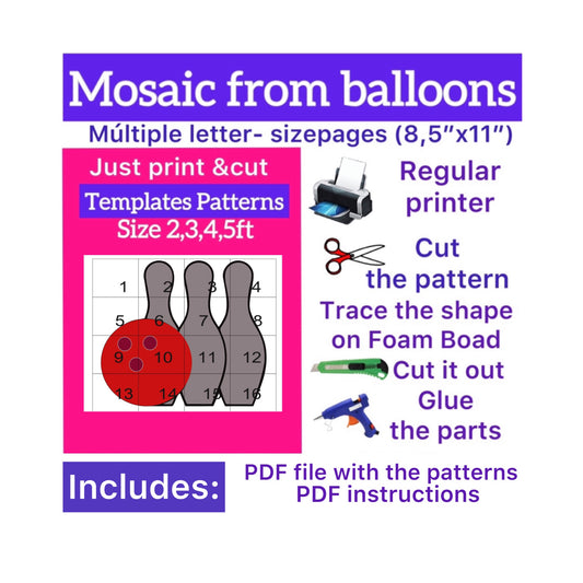 Template of Bowling (All sizes are included: 2, 3, 4, 5ft.)